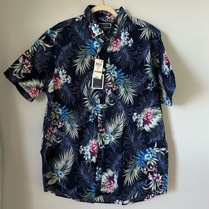 Navy floral aloha shirt